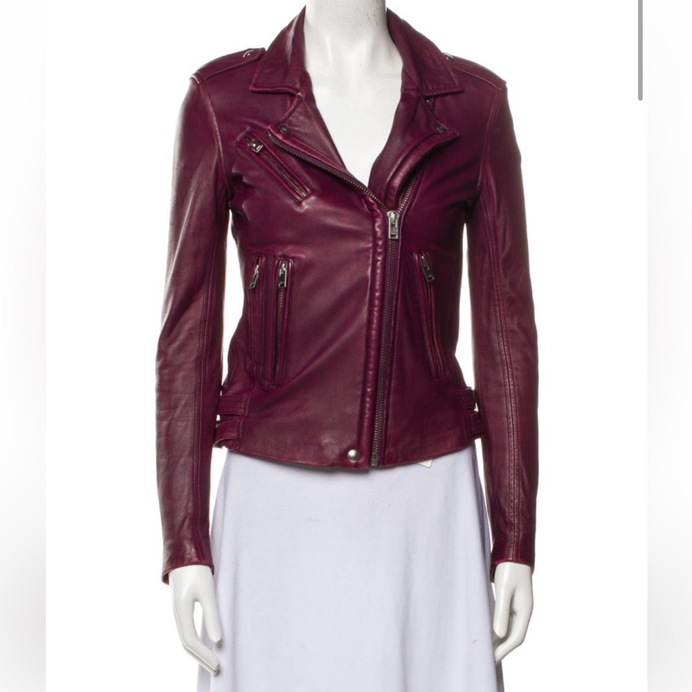 Women's Burgundy Leather Jacket🧥🍒♥️